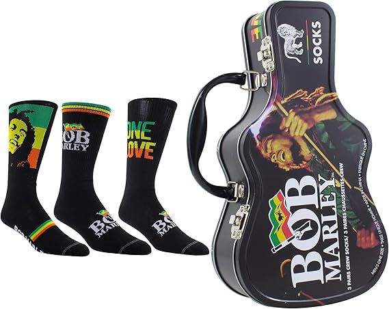 Bob Marley - Socks 3 Pack In Guitar Tin( One Size) - 13456